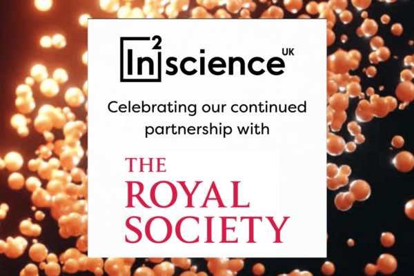 Text reading In2scienceUK celebrating our continued partnership with The Royal Society