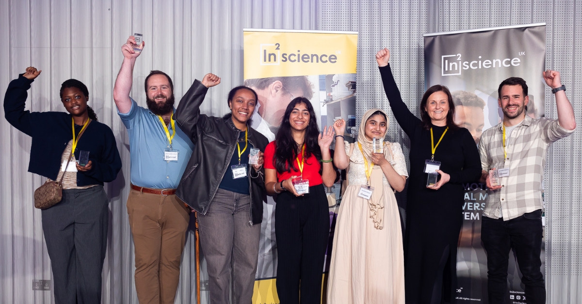 Image of 2025 programme award winners at the In2scienceUK Celebration Event